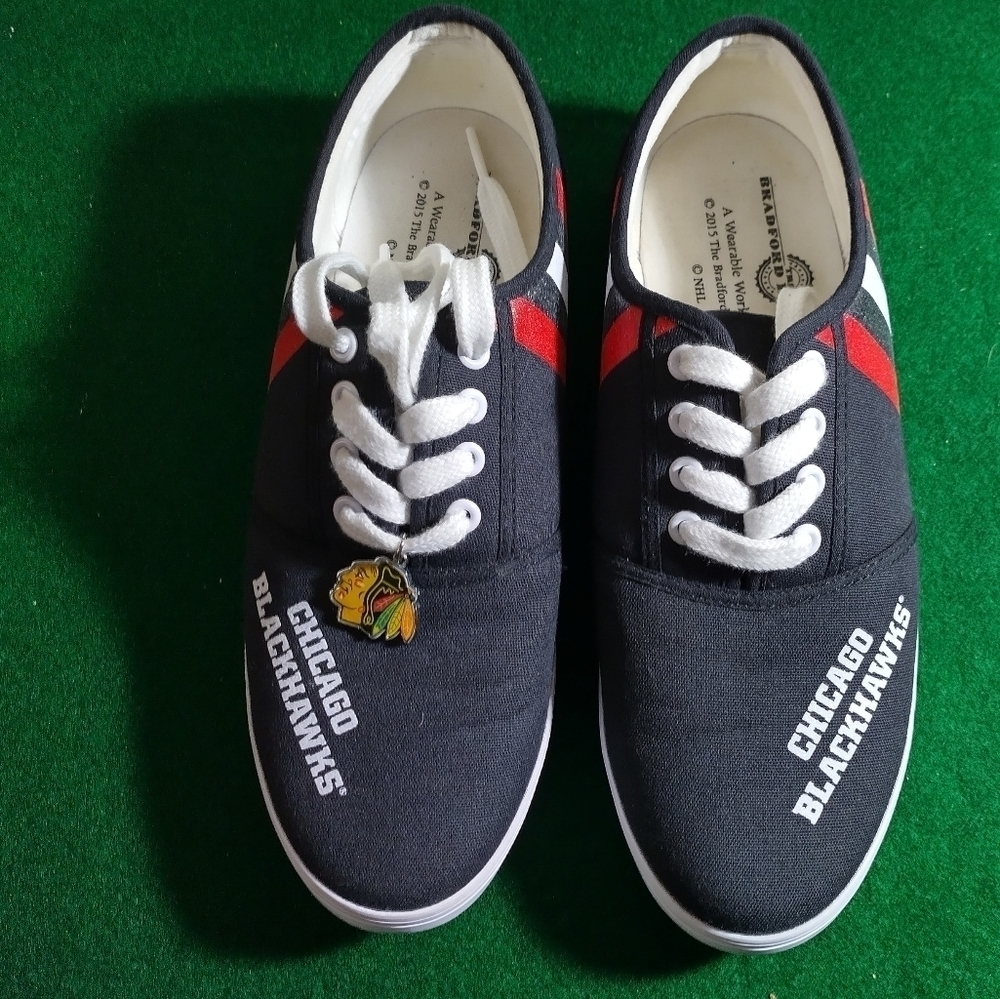 Chicago Blackhawks Bradford Exchange Wearable Art Shoes, Like New - Picture 5 of 10